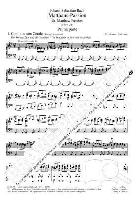 St. Matthew Passion - Bach - Vocal Score - Book