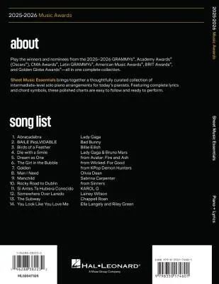 2025-2026 Music Awards - Piano/Vocal/Guitar - Book