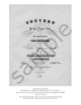 Piano Concerto No. 1 in G minor Op. 25 - Mendelssohn/Burmeister - 2P4H - Book