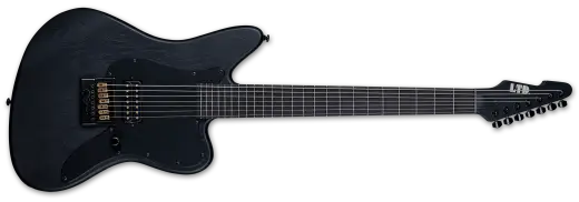 ESP Guitars - AW-XJ7 Baritone Evertune Electric Guitar with Hardshell Case - Black Open Grain Satin