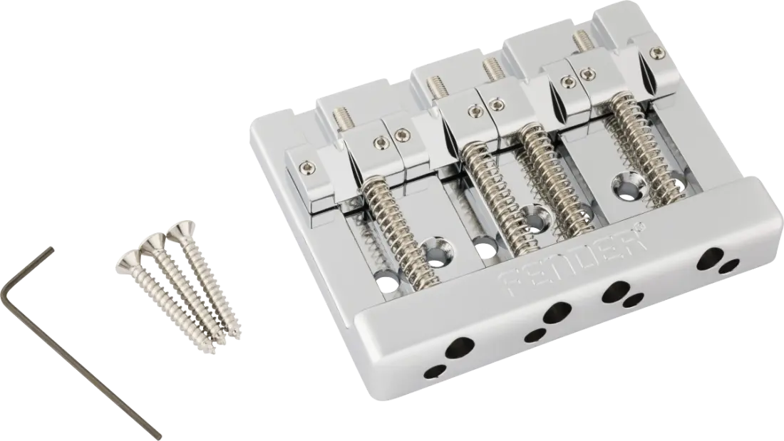 HiMass String-Through 4-String Bass Bridge Assembly with Brass Saddles - Chrome