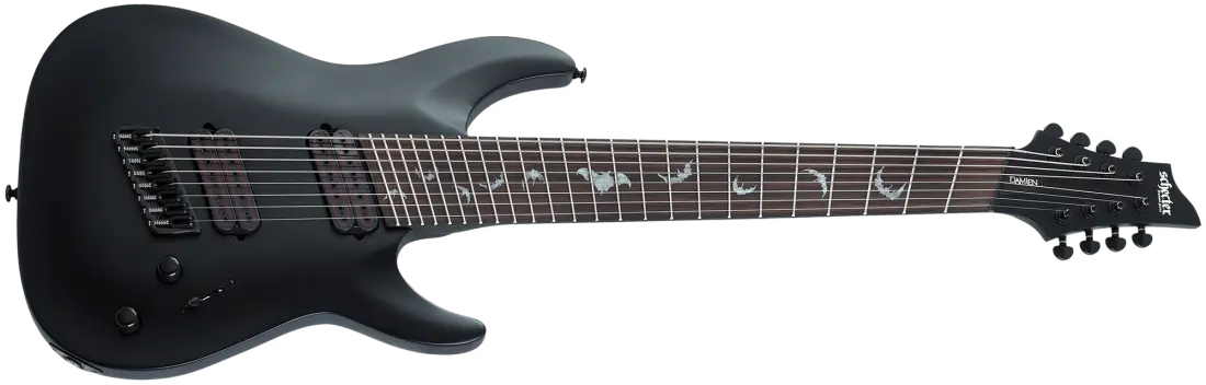 Damien-8 Multiscale 8-String Electric Guitar - Satin Black