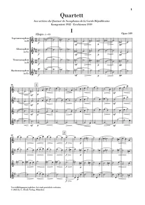 Saxophone Quartet B Flat Major, Op. 109 - Glazunov - Study Score