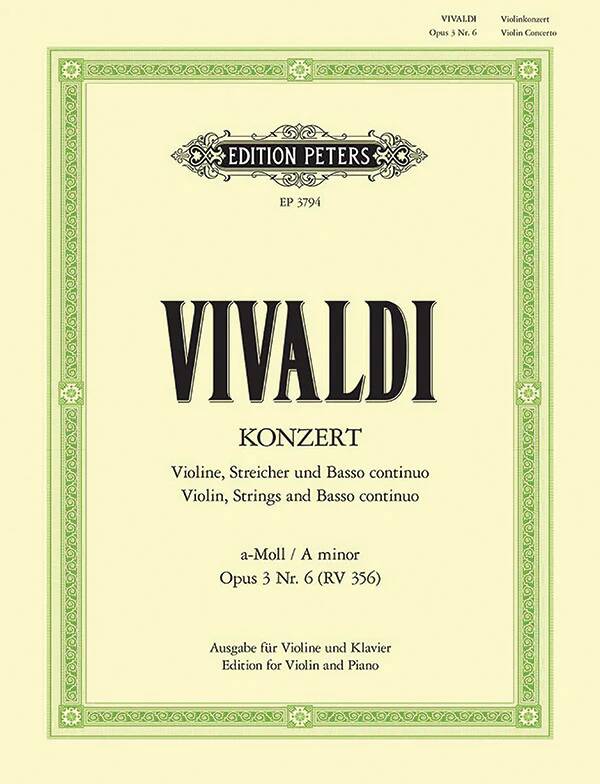 Violin Concerto in A minor, Op. 3 No. 6 - Vivaldi/Klengel/Kuchler - Violin/Piano - Book