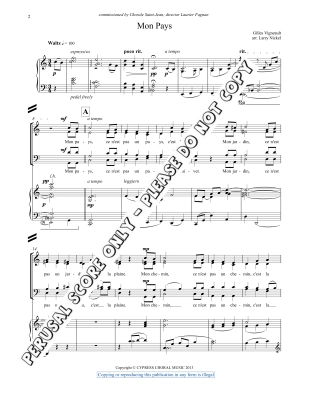 Mon Pays (ce nest pas un pays) -Vigneault/Nickel - SATB