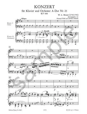 Concerto No. 23 in A, K488 - Mozart - 2P4H - Book