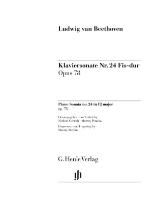 Sonata No. 24 Op. 78 in F-Sharp Major - Beethoven/Perahia/Gertsch - Piano - Sheet
