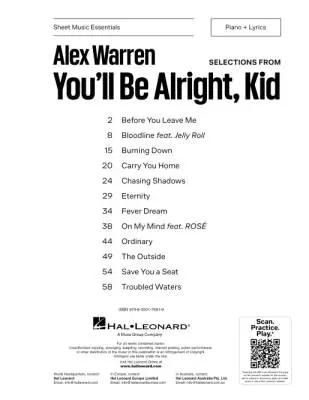 Selections from You\'ll Be Alright, Kid  - Warren - Piano/Lyrics - Book