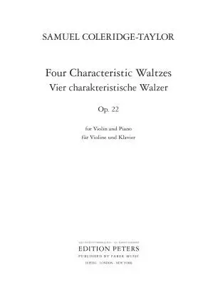 Four Characteristic Waltzes, Op. 22 - Coleridge-Taylor - Violin/Piano - Book