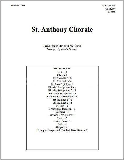 St. Anthony Chorale - Haydn/Marlatt - Concert Band - Gr. 1.5