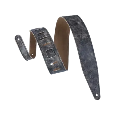 Levys - 2.5 Distressed Leather Series Guitar Strap - Black & Grey