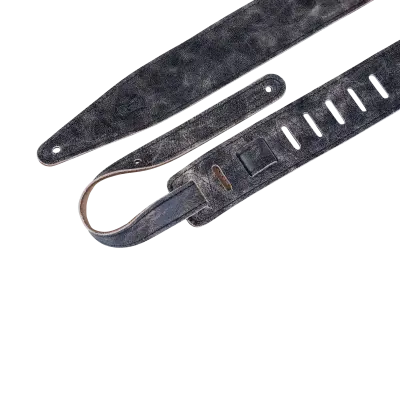 2.5\'\' Distressed Leather Series Guitar Strap - Black & Grey