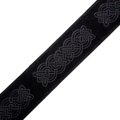 2.5\'\' Celtic Embossed Suede Guitar Strap - Black