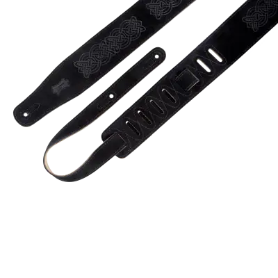 2.5\'\' Celtic Embossed Suede Guitar Strap - Black
