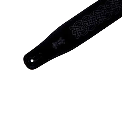 2.5\'\' Celtic Embossed Suede Guitar Strap - Black