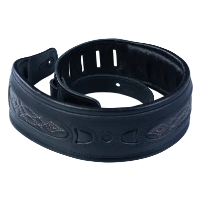 3\'\' Rebel Leathers Series Guitar Strap - Black