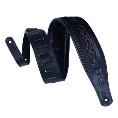 Levys - 3 Rebel Leathers Series Guitar Strap - Black