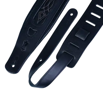 3\'\' Rebel Leathers Series Guitar Strap - Black