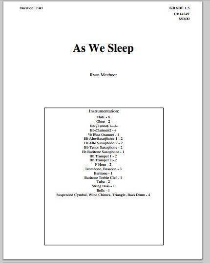 As We Sleep - Meeboer - Concert Band - Gr. 1.5