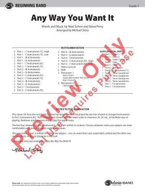 Any Way You Want It - Schon/Perry/Story - Concert Band (Flex-Band) - Gr. 1