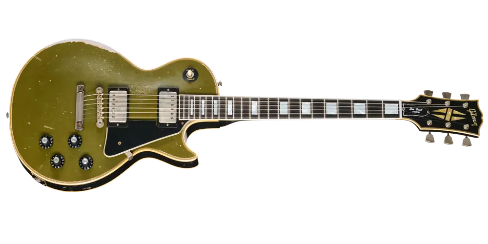 Heavy Aged 1968 Les Paul Custom Reissue Electric Guitar with Hardshell Case - Olive Drab