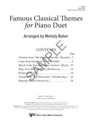 Famous Classical Themes for Piano Duet, Book 2 - Bober - 1P4H