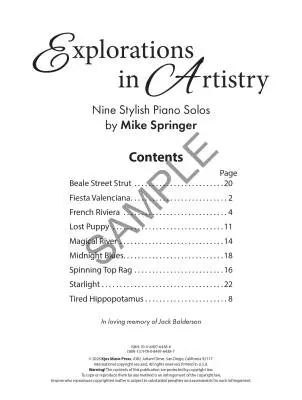 Explorations in Artistry - Springer -  Piano - Book