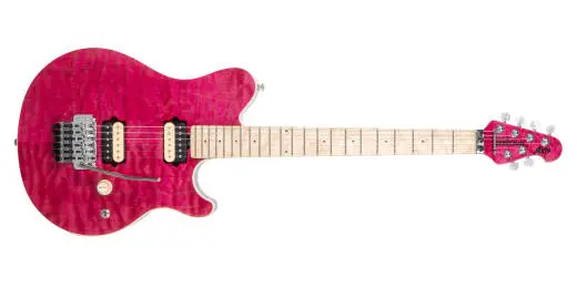 Ernie Ball Music Man - 30th Anniversary Axis Electric Guitar with Hardshell Case - Translucent Pink Quilt