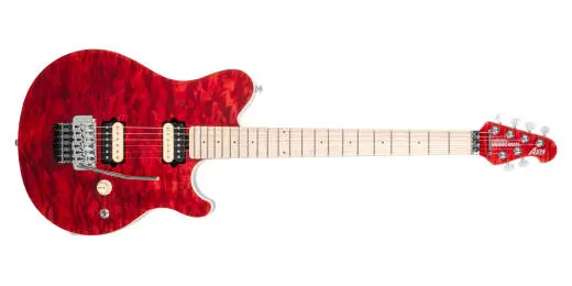 Ernie Ball Music Man - 30th Anniversary Axis Electric Guitar with Hardshell Case - Translucent Red Quilt