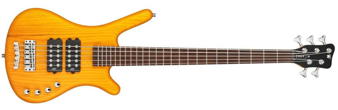 RockBass Corvette $$ 5-String Bass Guitar with Gig Bag - Honey Violin Transparent Satin