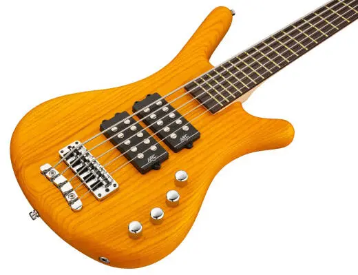 RockBass Corvette $$ 5-String Bass Guitar with Gig Bag - Honey Violin Transparent Satin