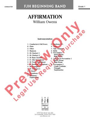 Affirmation - Owens - Concert Band - Score - Gr. 1