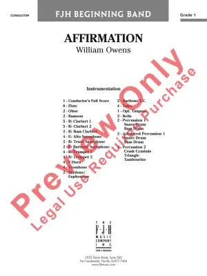 Affirmation - Owens - Concert Band - Score - Gr. 1