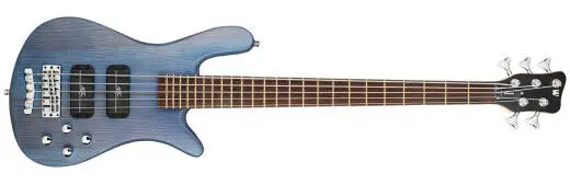 Warwick - RockBass Streamer Standard 5-String Bass Guitar with Gig Bag - Ocean Blue Transparent Satin