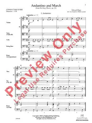 Andantino and March - Elgar/Dabczynski - String Orchestra - Score - Gr. 2
