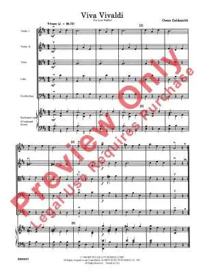 Viva Vivaldi - Goldsmith - String Orchestra - Score - Gr. 1