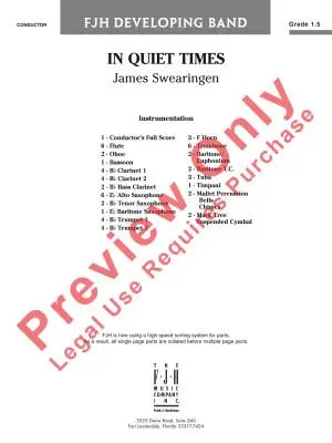 In Quiet Times - Swearingen - Concert Band - Score - Gr. 1.5