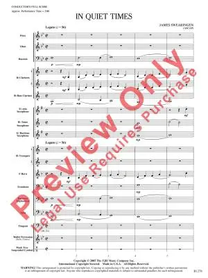 In Quiet Times - Swearingen - Concert Band - Score - Gr. 1.5