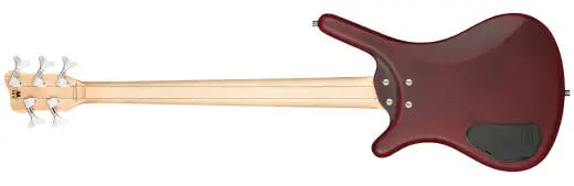 RockBass Corvette Basic 5-String Bass Guitar with Gig Bag - Burgundy Red Transparent Satin