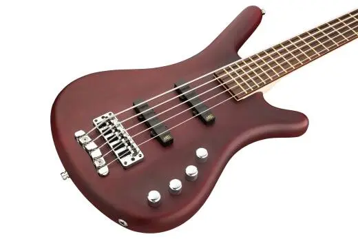 RockBass Corvette Basic 5-String Bass Guitar with Gig Bag - Burgundy Red Transparent Satin