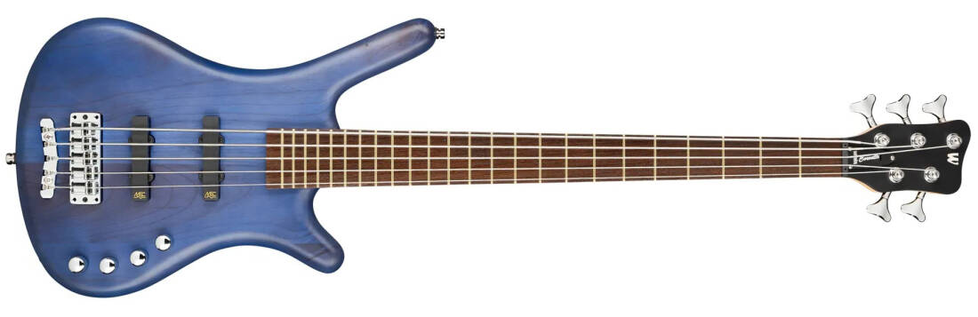 RockBass Corvette Basic 5-String Bass Guitar with Gig Bag - Ocean Blue Transparent Satin