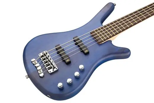 RockBass Corvette Basic 5-String Bass Guitar with Gig Bag - Ocean Blue Transparent Satin