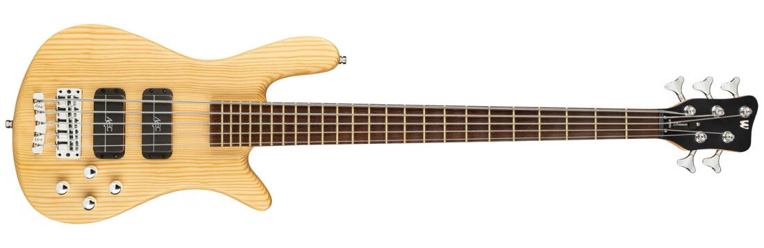 RockBass Streamer Standard 5-String Bass Guitar with Gig Bag - Natural Transparent Satin