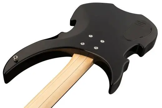 RockBass Vampyre Dark Lord 4-String Bass Guitar, F#BEA Tuning with Gig Bag - Solid Black High Polish