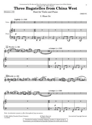 Three Bagatelles from China West - Yi  - Violin/Piano - Book