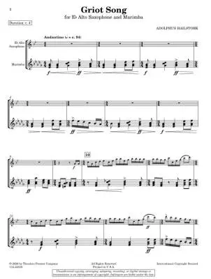 Griot Song - Hailstork - Alto Saxophone/Marimba