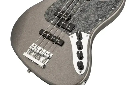 MetroExpress 21-Fret Hybrid P/J 4-String Bass with Gigbag - Silver Metallic