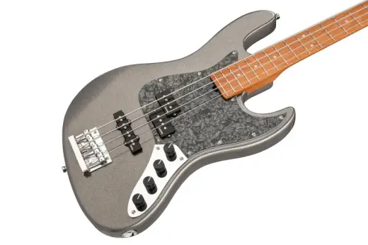 MetroExpress 21-Fret Hybrid P/J 4-String Bass with Gigbag - Silver Metallic