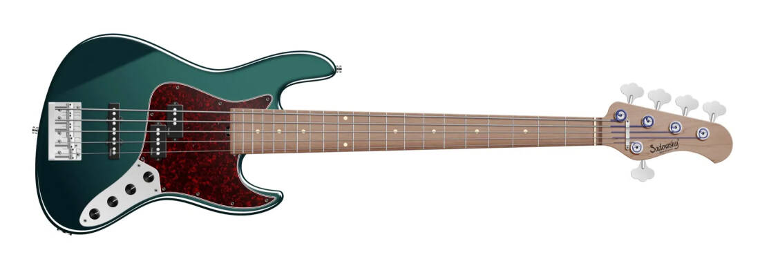 MetroExpress 21-Fret Hybrid P/J 5-String Bass with Gigbag - Sherwood Green Metallic