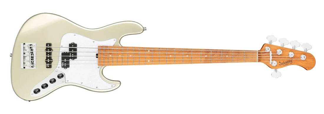 MetroExpress 21-Fret Hybrid P/J 5-String Bass with Gigbag - Champagne Metallic